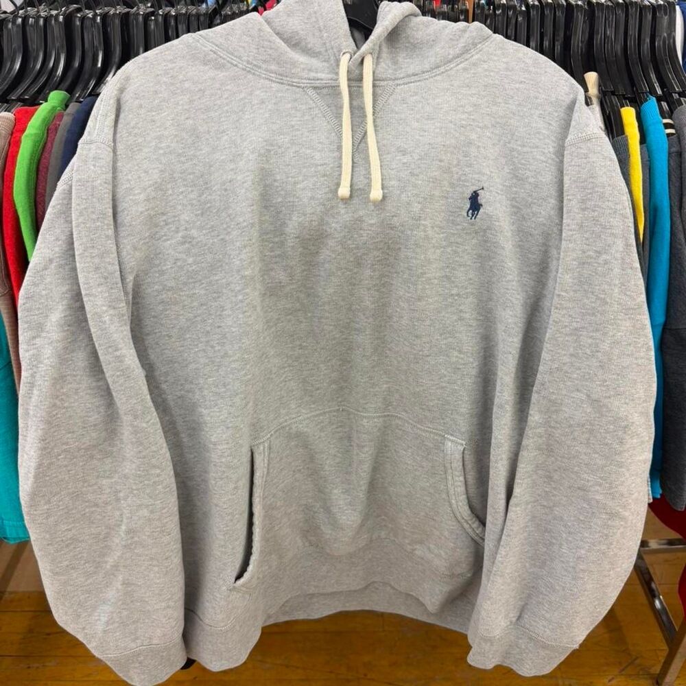 Polo Ralph Lauren Gray Fleece Hoodie Mens XL Pony Essential Heavyweight Y2K